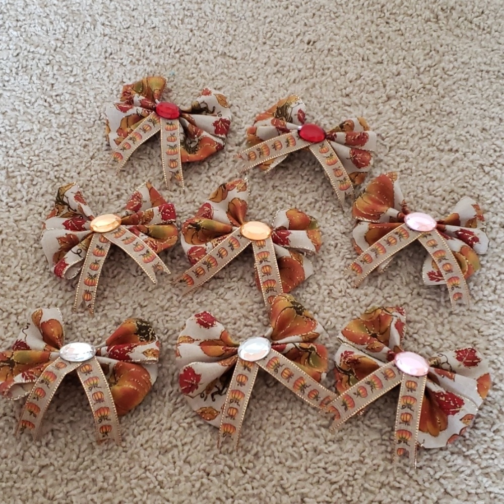 Pumpkin Clip on Bow Barrette